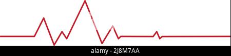 Heart pulse - curved red line on white background, medical tests ...