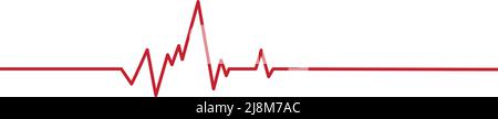 Heart pulse - curved red line on white background, medical tests ...