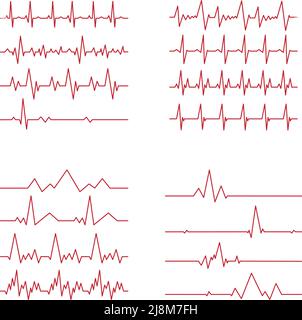 Heart pulse - curved red line on white background, medical tests ...