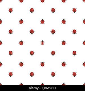 Cute print with red ladybugs. Spring and summer seamless pattern with insects. Vector flat illustration Stock Vector