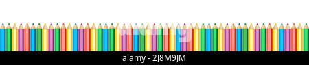 Colored pencils row. Crayons isolated on white Stock Vector
