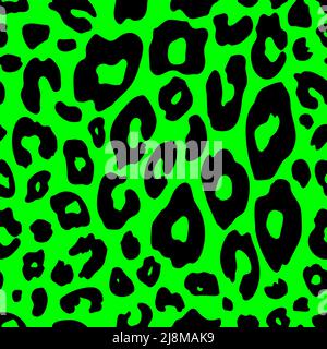 Imitation leopard, cheetah, tiger animal print.Spotted animal skin seamless pattern.Vector vintage 80s 90s pattern. Black spots on a light green Stock Vector