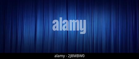 Background image of a blue velvet stage curtain Stock Photo