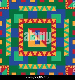 Seamless vector pattern square tile with bright colours. Repeat mosaic wallpaper design. Ideal for floor tile, home decoration, wall tiles. Stock Vector