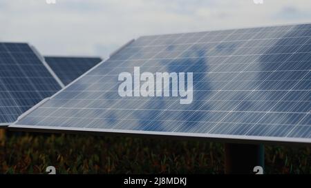 Solar panels close-up banner design background 3d Render Stock Photo