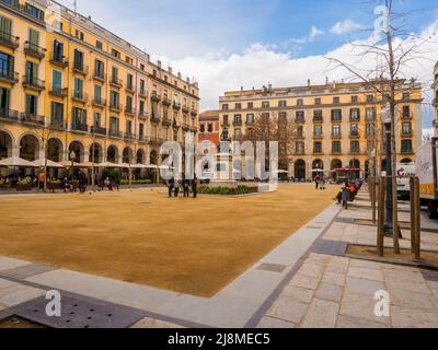 Independence Square in Girona - Spain Stock Photo