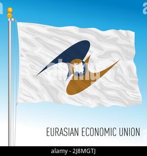 Eurasian Economic Union flag, international economic organisation, asia and europe, illustration Stock Vector