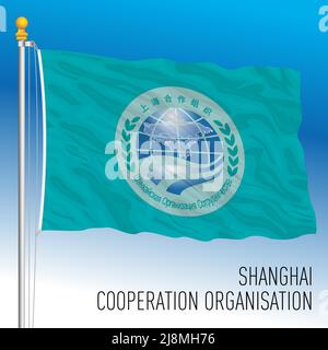 Shanghai Cooperation Organisation flag, international economic organisation, vector illustration Stock Vector