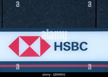 Lyon, France - May 21, 2020: HSBC Holdings is a British multinational banking and financial services company headquartered in London, United Kingdom Stock Photo