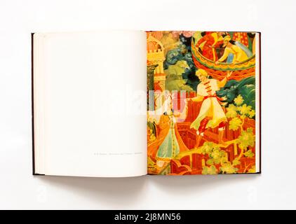 The 'The art of Kholuy miniature painting' (Russian: Искусство холуйской миниатюрной живописи), first published in 1975 in USSR. Stock Photo