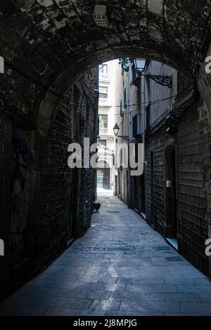 Old passages at the Gothic Quarter, Barcelona Stock Photo