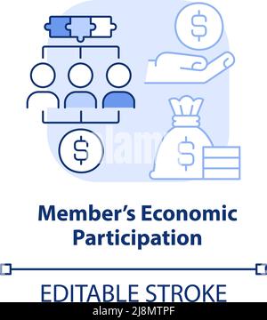 Member economic participation light blue concept icon Stock Vector