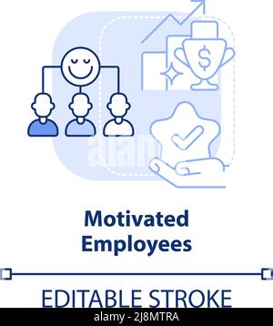 Motivated employees light blue concept icon Stock Vector