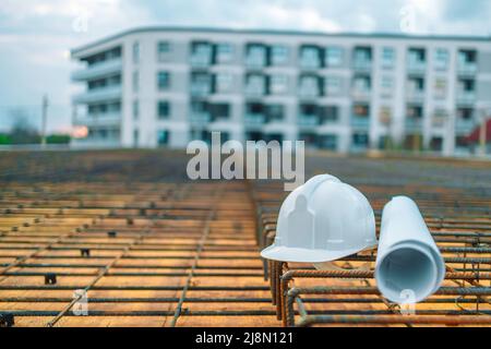 helmet for workman as engineer or worker. Architecture, construction, engineering, design, repair. concept Stock Photo