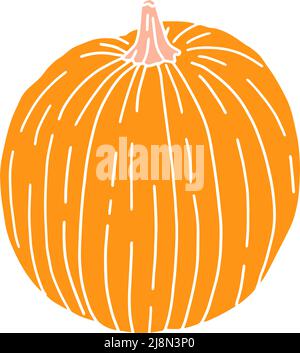A bright illustration of pumpkins in a flat style. Cute vegetables are perfect for decorating autumn holidays, Halloween, healthy food, office supplie Stock Vector