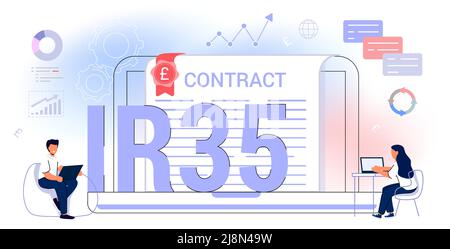IR35 Intermediaries legislation business tax concept United Kingdom vector illustration Provide services to clients through intermediary Finance conce Stock Vector
