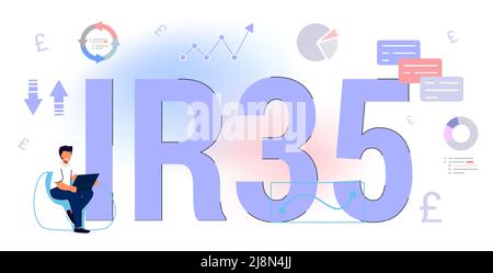 IR35 Intermediaries legislation business tax concept United Kingdom vector illustration Provide services to clients through intermediary Finance conce Stock Vector