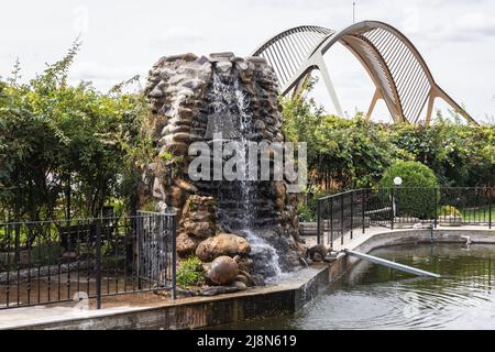 Waterfall in Ethnographic museum in Damascena Complex located in the village of Skobelevo in Rose Valley, Bulgaria Stock Photo