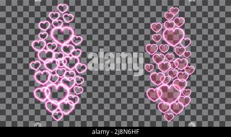 Live like Set of neon hearts Social media concept Flying gradient hearts on transparent background for live stream video Vector illustration Web eleme Stock Vector
