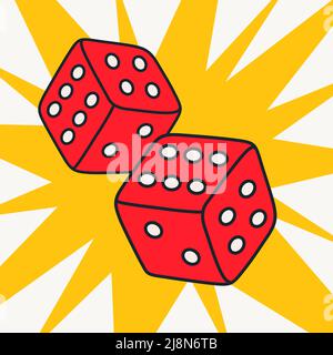 Cartoon vector funny cute Comic characters, dice. Stock Vector