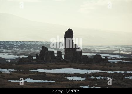 Kars, Turkey - February 23, 2022: Ani ruins at Kars Turkey Stock Photo