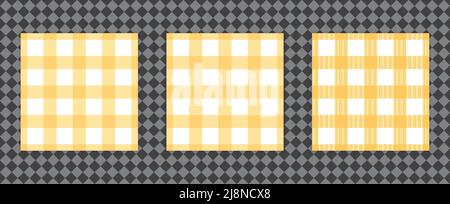 Gingham pattern set Seamless vichy check plaid graphic for scarf, tablecloth, wrapping, packaging, or other modern decorative summer fabric fashion de Stock Vector