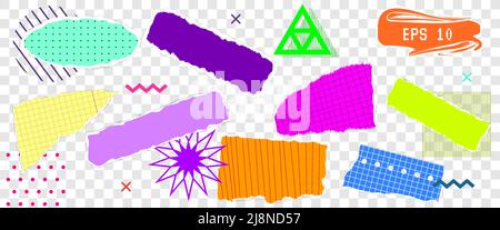 Collage art with vintage paper ellement Zine culture Vintage pop art collage Different shapes and textures Torned craft notebook shapes with pattern v Stock Vector
