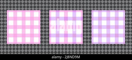 Gingham pattern set Seamless vichy check plaid graphic for scarf, tablecloth, wrapping, packaging, or other modern decorative summer fabric fashion de Stock Vector