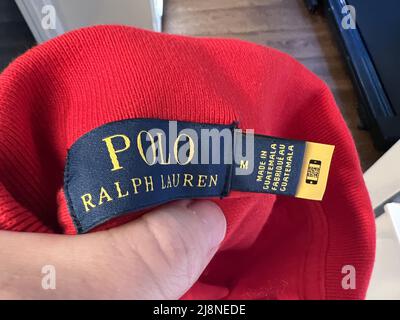 A QR code is sewn into the label of a garment from Ralph Lauren