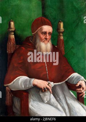 Portrait of Pope Julius II (1443-1513) by Raphael (Raffaello Sanzio da Urbino, 1483–1520), oil on poplar, 1511 Stock Photo