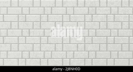Subway tiles horizontal white background Metro brick decor seamless pattern for kitchen, bathroom or outdoor architecture vector illustration. Glossy Stock Vector