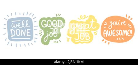 Set of good job and great job stickers Vector illustration Stock Vector  Image & Art - Alamy