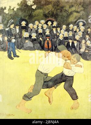 Paul Serusier - Breton Wrestling - c1891 Stock Photo