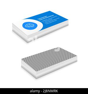 Stack of business cards template, business cards mockup on white Stock Vector