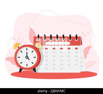 Daylight Saving Time begins concept. The clocks moves forward one hour. Calendar with marked date. DST begins in USA, spring clock changes for banner, Stock Vector