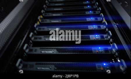 Big High Tech Server Data Center. Network and Internet Telecommunication Technology. Stock Photo