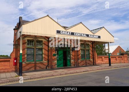 Old fashioned train station facade Stock Photo