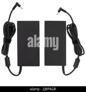 power adapter for a laptop, an accessory for a laptop, a spare for a computer, on a white background Stock Photo