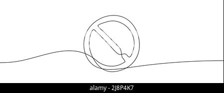 Prohibition sign in one line drawing. One line drawing background. Continuous line drawing of stop sign. Vector illustration. Stock Vector