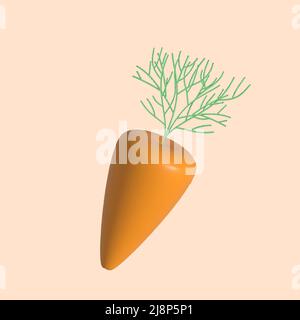 3d carrot icon isolated on a biege background. 3d shape vector illustration Stock Vector