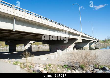 Low Angle View Below Overpass Bridge - Cement Structure. Stock Photo