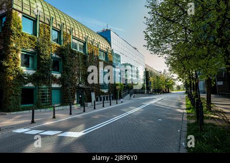 Warsaw, Poland- 05.02.2022: The buildings of the Warsaw University Library. The concept of modern architecture. Stock Photo