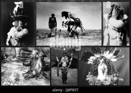 Some historical photos of the famous Navajo people or Navaho a Native American people settled in Arizona in Utah and New Mexico Stock Photo