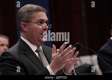 Washington, United States. 17th May, 2022. Deputy Director of Naval Intelligence Scot W. Bray testifies before House Intelligence Committee during a hearing about Unidentified Aerial Phenomena at HVC/Capitol Hill in Washington. Credit: SOPA Images Limited/Alamy Live News Stock Photo