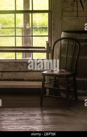 Interior view of Commanding Officer's Quarters at Fort Gibson Historic Site in Fort Gibson, Oklahoma. (USA) Stock Photo
