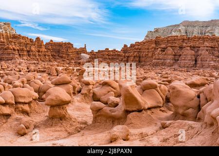 Amazing Hoodoo Rock Formations at Goblin Valley State Park in Utah Stock Photo