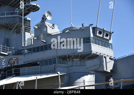 San Pedro, CA. USA. 2/28/2022.  U.S.S. Iowa BB-61.  U.S. Iowa BB-61 maritime museum.  Commissioned Feb. 22, 1943.  Decommissioned Oct. 26, 1990. Stock Photo