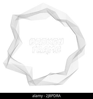 Abstract guilloche broken polygonal transparent frame by thin gray lines. Vector graphics Stock Vector