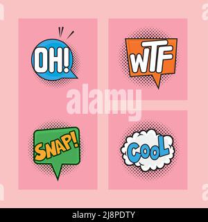 set comic pop art Stock Vector