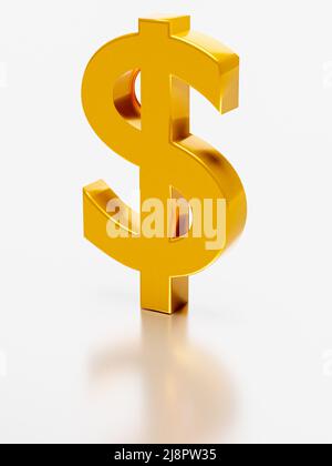 Finance and business symbol. Gold dollar sign. 3d rendering Stock Photo